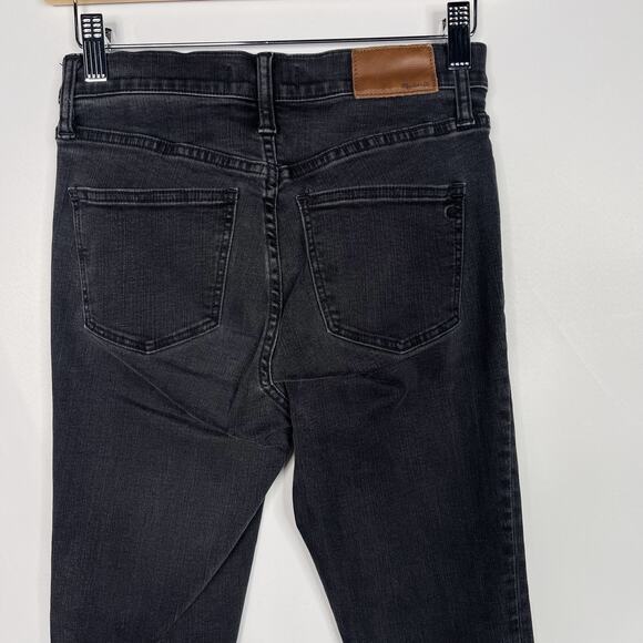 Madewell 26 9" Mid-Rise Skinny Jeans Berkeley Black Button Through Chewed Hems - Picture 5 of 14